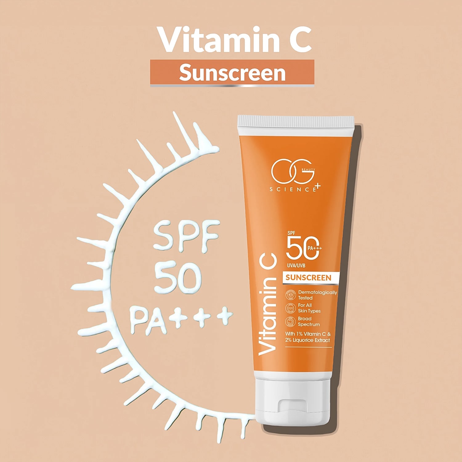 OG Beauty Vitamin C Sunscreen SPF 50 PA+++ - (1 Pc / 50Ml) OG Beauty Vitamin C Sunscreen SPF 50 PA+++ - (1 Pc / 50Ml)